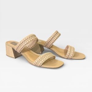 DV Dolce Vita Tan Santana Open Toe Heeled Slip On Sandals Women’s Size 9